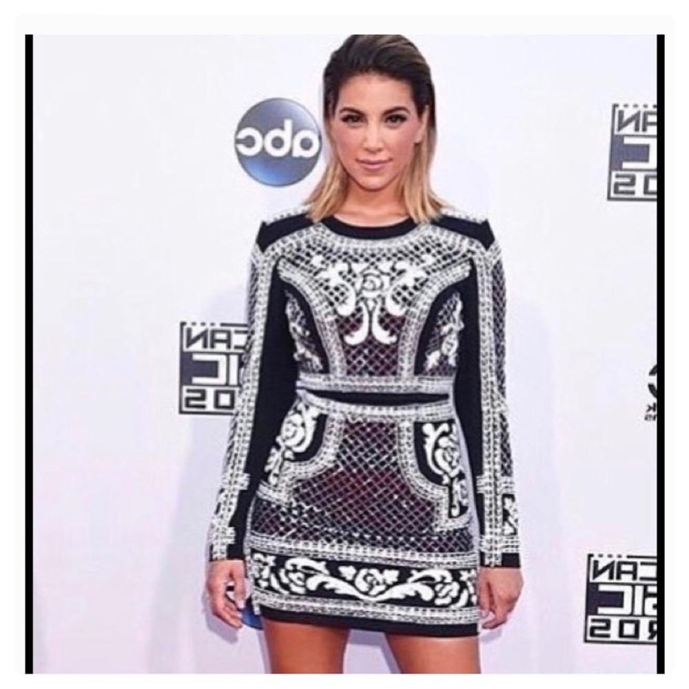 Bebe embellished crepe dress